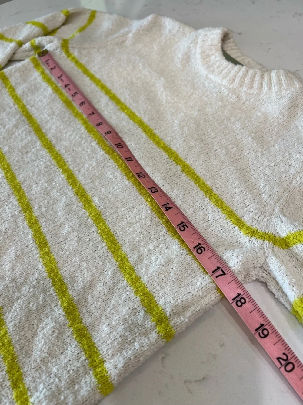 H&M Striped Slub Knit Sweater Cream Green Youth 16/18 NWT